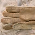 Ladies Vintage Knit Gloves Faux Leather Palms Photo 3