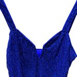 Sparkling Royal Blue Sequin V Neck Spaghetti Strap Bodysuit Women's Photo 9