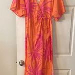 Anthropologie Anthropology Maxi Wrap Dress Vibrant Orange and Pink Dress length 55” bust 32” Photo 0