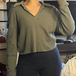 Abercrombie & Fitch  Sage Green Ribbed Sweatshirt Photo 0