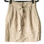 H&M *50off3* NWOT High Waist Belted Lyocell Mini Skirt S Khaki Beige Pockets Photo 1