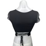 Princess Polly  Dobelle Black Mesh Cutout Slim Fit Lace Up Crop Top Blouse Size 2 Photo 1