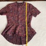 ZARA  Tweed peplum Top, purple multi.  Short Sleeved. Women’s Size XS Photo 5