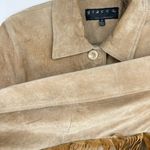 Vintage Giacca Leather Jacket Velvet Fringe Size Medium Western Bohemian Tan Photo 6