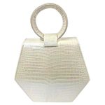 Anima Iris Zaza Hexagon Bag Iridescent Croc Leather Quiet Luxury Purse White Photo 2
