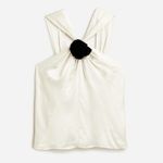 J.Crew NEW Collection Halter Top Rosette Crepe Ivory Satin Blouse Size Small Photo 8