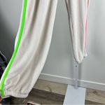 Sundry Faux Sherpa Sweatpants Neon Stripe On Cream Size 4 (XL) Cozy Pilates Photo 5