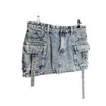 JFORJUSTIFY Black Cotton Multi Pocket Denim Mini Cargo Skirt MEDIUM Blue Photo 1