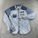 American Eagle Outfitters Pearl Snap Shirt Women Medium Denim Western Photo 0