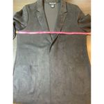 Joan Vass Joan‎ Vass Faux Suede Vegan Leather Blazer Womens XL Black Stretch Jacket Photo 9