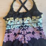 Athleta  Hilo Shoreside Black Paisley Tankini Top Size Medium T Swim Built In Bra Photo 4