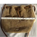 UGG Brown Suede Bucket Bag w/Fur Accents On Side Crossbody Bag Purse Adj Straps Photo 12