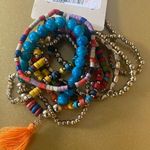 Cato  Gold and Colorful Beaded Bracelet Set, 9 Bracelets in Stack Photo 1