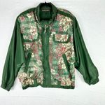 Vintage River Edge Silk Floral Windbreaker Bomber Jacket Size Large Green Photo 0
