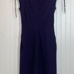 Bottega Veneta Women’s Eggplant Wool Pleated Sheath Knee Length Dress Size 46 Photo 2