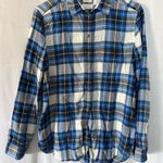 American Eagle  plaid womens large boyfriend fit blue plaid Photo 0