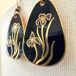 Laurel Burch Black Enamel Iris Drop Earrings Photo 1