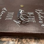 Handmade Vintage West Germany Striped Cabochon Ring – Adjustable Gothic Oval Photo 3