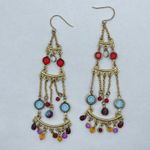 Boho Glam Gold Tone Chandelier w/ Jewel Toned Glass Gems Photo 0