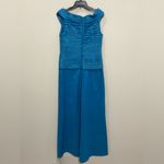 Tadashi Collection Turquoise Gown V Neck Pleated Knot Taffeta Dress Formal Sz 14 Blue Photo 5