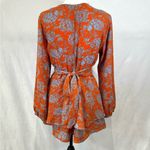 Boutique Adorable long sleeve orange and purple abstract print romper dress size medium Photo 3