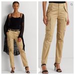 Ralph Lauren NEW Lauren  Womens Cotton Sateen Cargo Pants Tan Size 16 $165 Photo 1