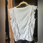 Veronica Beard  blouse Pima cotton tee short sleeve ruffles embroidered eyelet Photo 5
