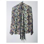 ZARA Bow Top Women’s Size Medium Long Sleeve Button Down Tie Photo 1