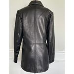 Adler Collection Black Lamb Leather Coat White Stitching Size Medium Photo 3