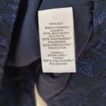 THEIA METALLIC JACQUARD MIDI DRESS Size‎ 4 Cloque Metallic Puff Sleeves $650 Blue Photo 5