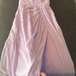 Purple Full Length One Shoulder Chiffon Formal Dress Corset Back Leg Slit Size 6 Photo 10
