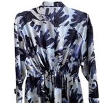Nic+Zoe Inky Flowers Satin Crepe Single-Button Long Jacket, Adjustable Waist Photo 8
