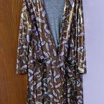 LuLaRoe  Metallic Patterned Gold and Silver Leaf Long Sleeve Sarah Photo 0