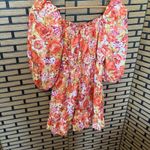 Boohoo Orange Floral Romper Size 4 Photo 2