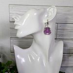 Silver with Purple Buddha Hoop Earrings New Photo 1