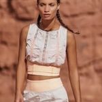 Free People Movement Oh Hey Lace Appliqué Keyhole Crop Top Photo 1