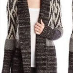 Lucky Brand  Los Angeles Women's Black Cream Knit‎ Open Front Cardigan Sweater Photo 0