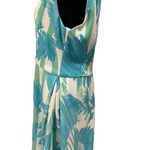 Just Taylor Blue Green White Tropical Boho Preppy Coastal Striped Feather Dress Multiple Size 12 Photo 2