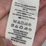 Free People Away At Sea Linen Frayed Button Yellow Short Sleeve Crop Top Small Photo 9