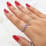 Garnet Rhinestone Cocktail Ring Silver Photo 1