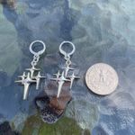 Handmade Silver Y2k Star Hoop Earrings , Punk Goth Boho Silver Hoop earrings Photo 2