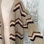Chevron print knit open long cardigan Tan Size 1X Photo 10