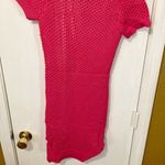 DSquared 2 women's M fuchsia stretch knit button down collar cuffed shirt dress Photo 4