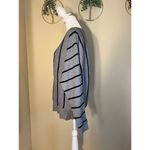 Carmen Marc Valvo NWT! Gray Ribbed Knit Black Stripe Dolman Sleeve Sweater M Photo 1
