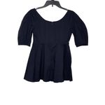 Tuckernuck Women Top Ribbed Nealy Corset Puff Sleeve Peplum Blouse Black XS NWT Photo 10