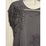 Apt. 9  Gray Scoopneck Short Sleeve Tee With Peacock Rhinestone Design, Large Photo 2