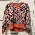 JoyLab  Cheetah Leppard Purple & Orange Crewneck Photo 2
