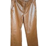 Princess Polly  cognac brown wide leg faux leather high rise pants sz 10 Photo 2