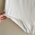 H&M Women’s Mockneck Ribbed Bodysuit, White, Size Large Photo 8