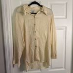 Anne Carson  Vintage Light Cream Crinkled Silk Button-Down Shirt M Photo 2